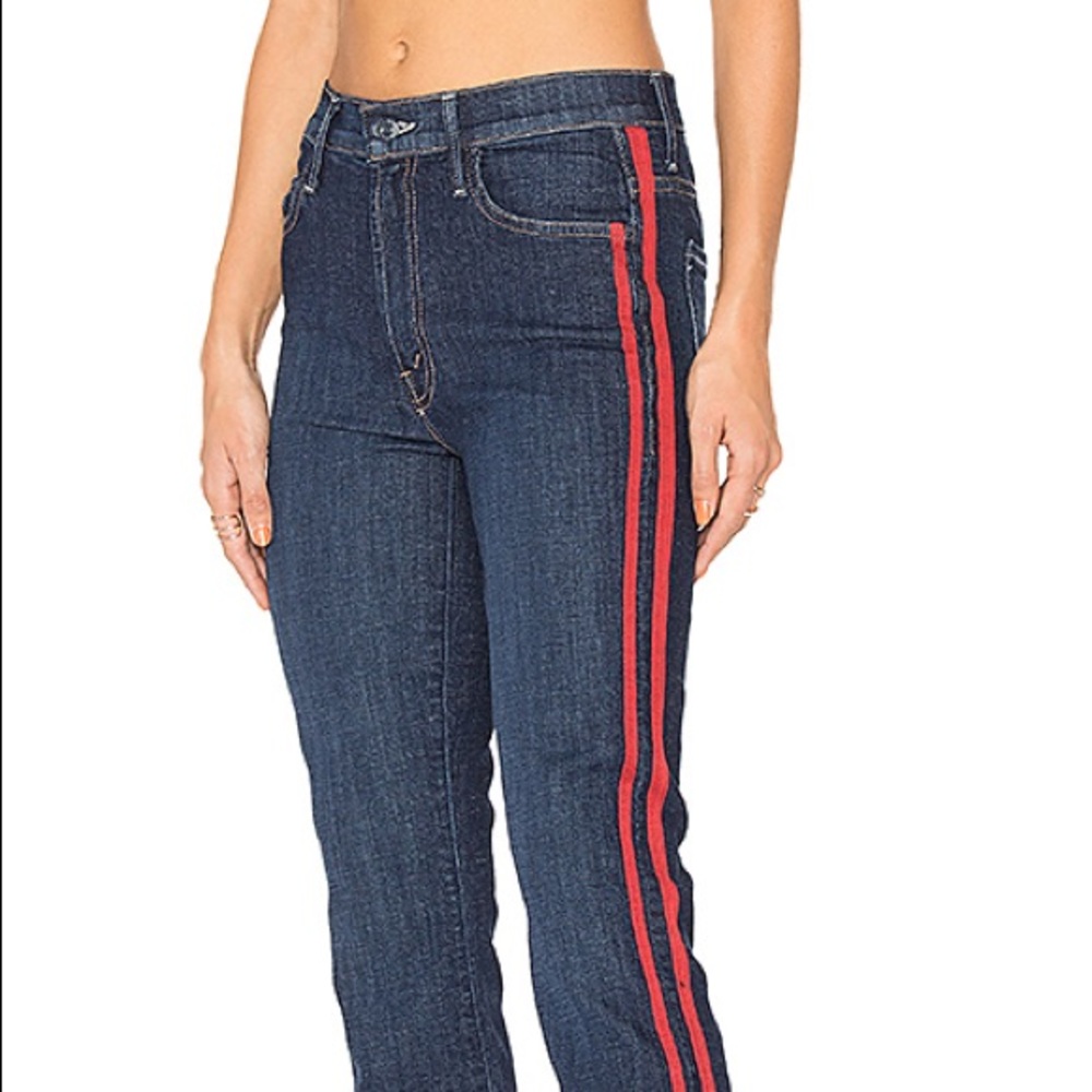 Mother Insider Crop Blue with Red Stripe 27